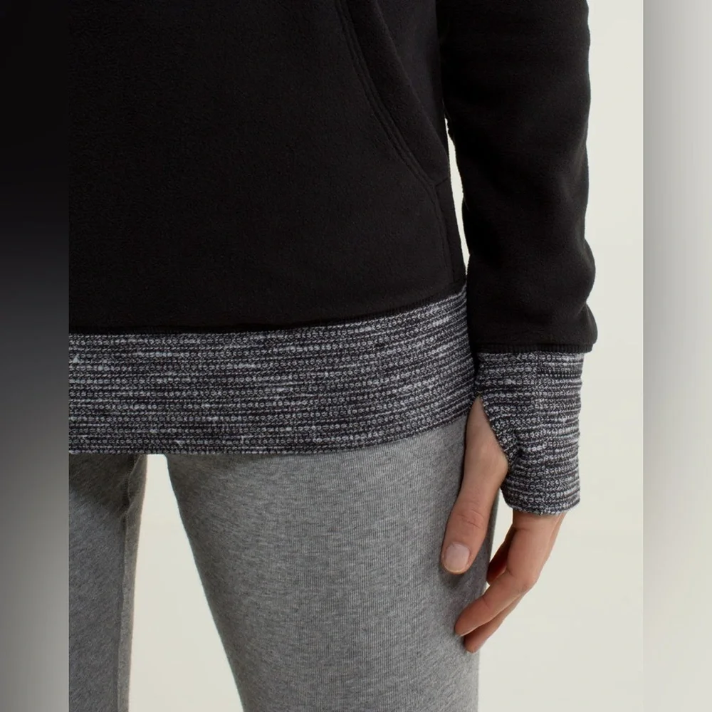 Lululemon Athletica Black/ Coco Pique Runaway Fleece Pullover Hoodie size XS EUC - Picture 5 of 14